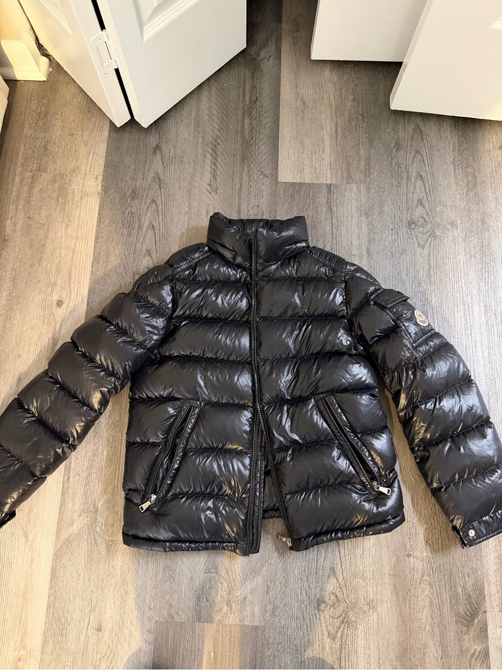 Moncler Kids Glossy Black Quilted Puffer Jacket